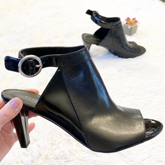 Franco Sarto Shoes - FRANCO SARTO | Chanelle Black leather peep toe slingback heel dress sandal 8